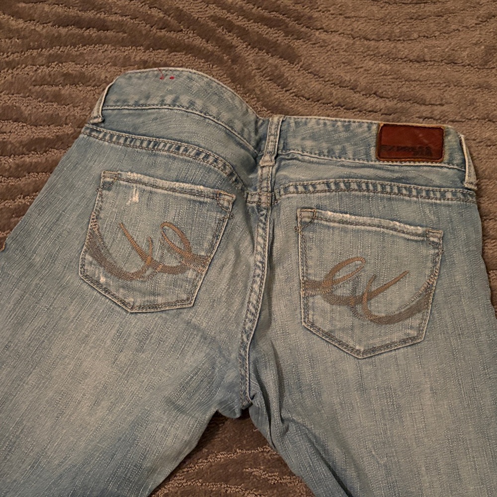Express Light Blue Straight Leg Jeans